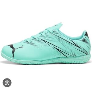 Kids size 4.5 puma indoor soccer shoes future play futsal shoes turf shoes teal.